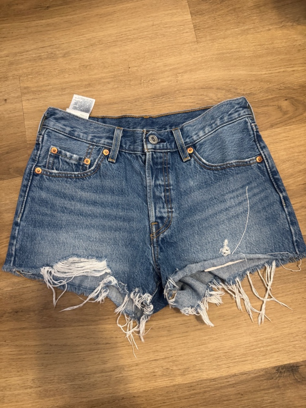 Levi's Distressed Blue Denim Cutoff Shorts